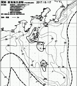 一都三県漁海況速報、関東・東海海況速報(2017/08/17)