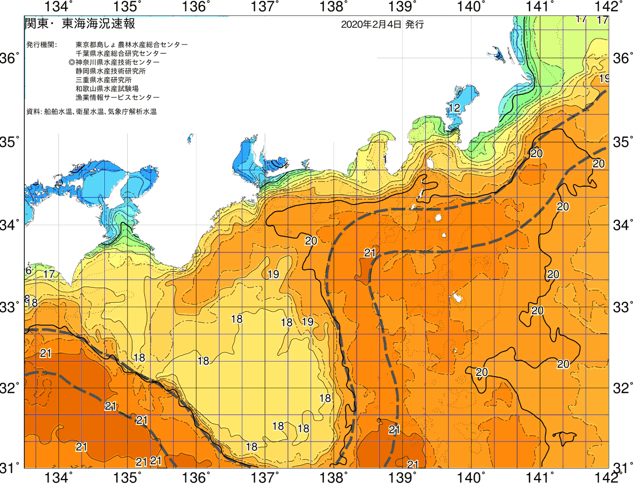 海況図, 関東・東海海況速報/広域 検索結果, (黒潮, 水温分布, 冷水域, 暖水波及 等を図示)