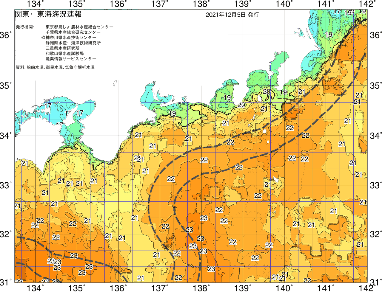 海況図, 関東・東海海況速報/広域 検索結果, (黒潮, 水温分布, 冷水域, 暖水波及 等を図示)