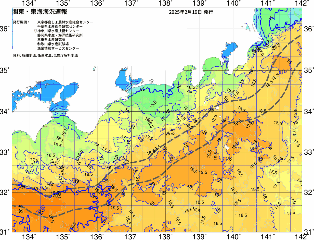 海況図, 関東・東海海況速報/広域 検索結果, (黒潮, 水温分布, 冷水域, 暖水波及 等を図示)