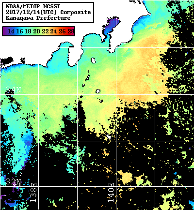 NOAA、MetOp 人工衛星画像 検索結果, 水温分布を図示