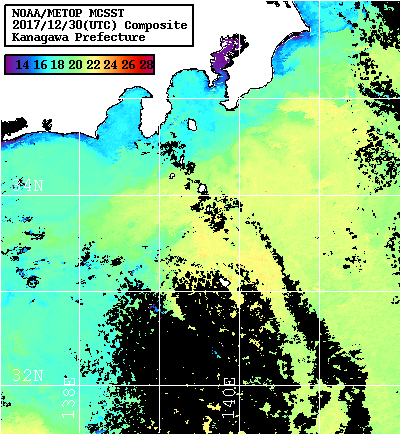 NOAA、MetOp 人工衛星画像 検索結果, 水温分布を図示