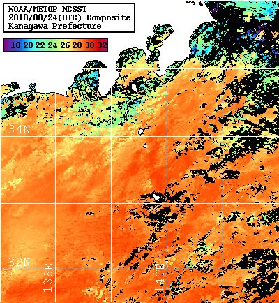 NOAA、MetOp 人工衛星画像 検索結果, 水温分布を図示