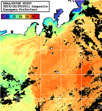 NOAA、MetOp 人工衛星画像 検索結果, 水温分布を図示