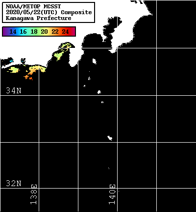 NOAA、MetOp 人工衛星画像 検索結果, 水温分布を図示