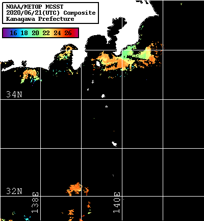 NOAA、MetOp 人工衛星画像 検索結果, 水温分布を図示