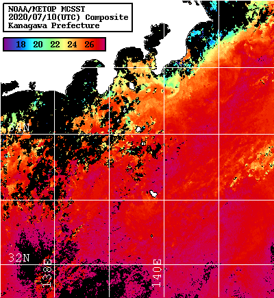 NOAA、MetOp 人工衛星画像 検索結果, 水温分布を図示
