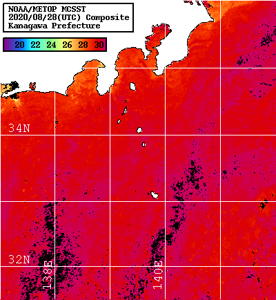 NOAA、MetOp 人工衛星画像 検索結果, 水温分布を図示