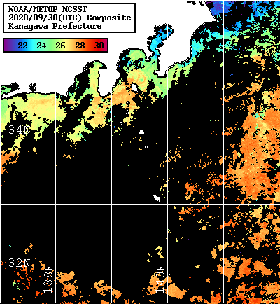 NOAA、MetOp 人工衛星画像 検索結果, 水温分布を図示
