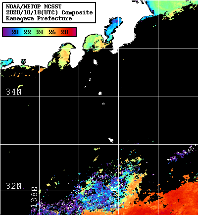 NOAA、MetOp 人工衛星画像 検索結果, 水温分布を図示