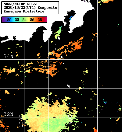 NOAA、MetOp 人工衛星画像 検索結果, 水温分布を図示
