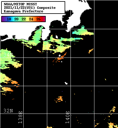 NOAA、MetOp 人工衛星画像 検索結果, 水温分布を図示