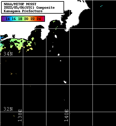 NOAA、MetOp 人工衛星画像 検索結果, 水温分布を図示