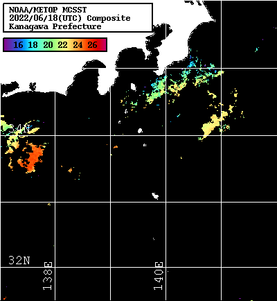 NOAA、MetOp 人工衛星画像 検索結果, 水温分布を図示