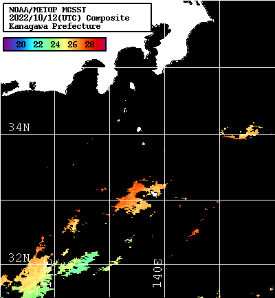 NOAA、MetOp 人工衛星画像 検索結果, 水温分布を図示