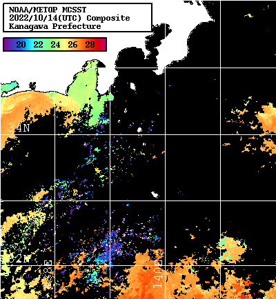 NOAA、MetOp 人工衛星画像 検索結果, 水温分布を図示