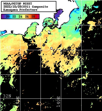 NOAA、MetOp 人工衛星画像 検索結果, 水温分布を図示