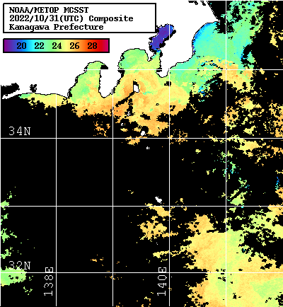 NOAA、MetOp 人工衛星画像 検索結果, 水温分布を図示