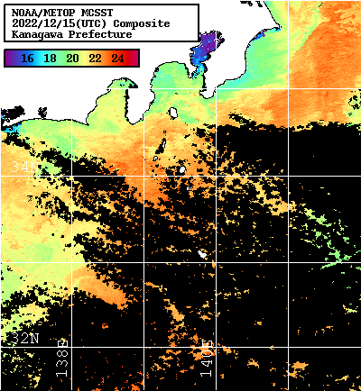 NOAA、MetOp 人工衛星画像 検索結果, 水温分布を図示