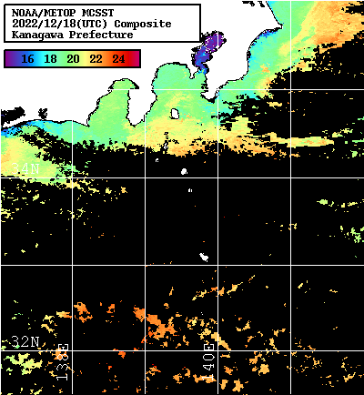 NOAA、MetOp 人工衛星画像 検索結果, 水温分布を図示