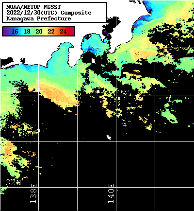 NOAA、MetOp 人工衛星画像 検索結果, 水温分布を図示