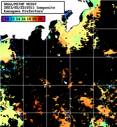 NOAA、MetOp 人工衛星画像 検索結果, 水温分布を図示