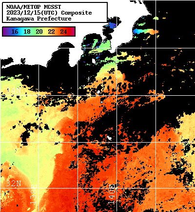 NOAA、MetOp 人工衛星画像 検索結果, 水温分布を図示