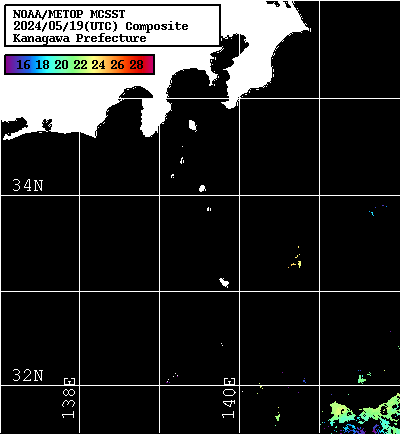 NOAA、MetOp 人工衛星画像 検索結果, 水温分布を図示