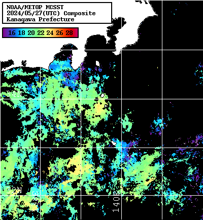 NOAA、MetOp 人工衛星画像 検索結果, 水温分布を図示
