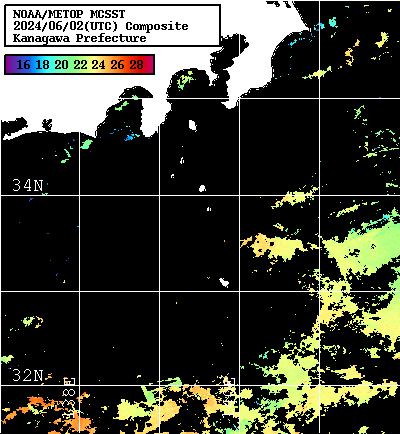 NOAA、MetOp 人工衛星画像 検索結果, 水温分布を図示