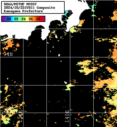 NOAA、MetOp 人工衛星画像 検索結果, 水温分布を図示