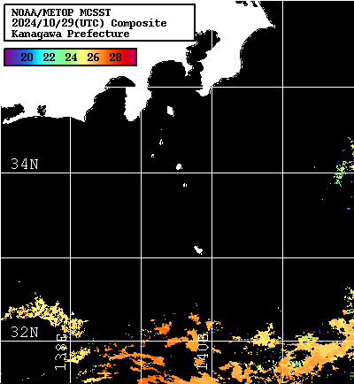 NOAA、MetOp 人工衛星画像 検索結果, 水温分布を図示