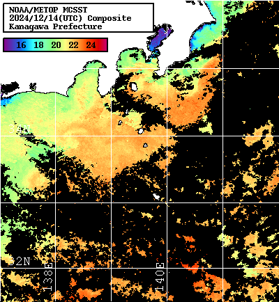 NOAA、MetOp 人工衛星画像 検索結果, 水温分布を図示