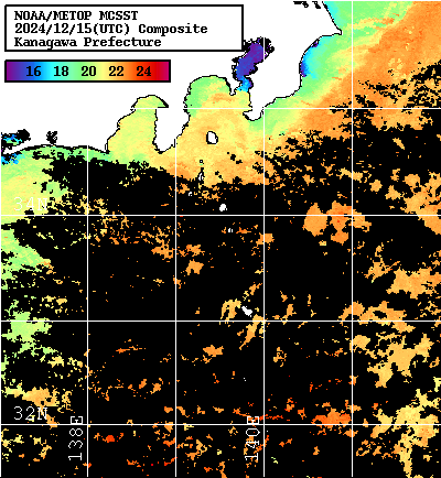 NOAA、MetOp 人工衛星画像 検索結果, 水温分布を図示