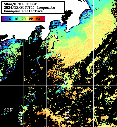NOAA、MetOp 人工衛星画像 検索結果, 水温分布を図示