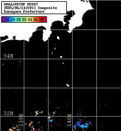 NOAA、MetOp 人工衛星画像 検索結果, 水温分布を図示