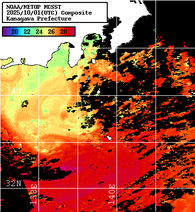 NOAA、MetOp 人工衛星画像 検索結果, 水温分布を図示
