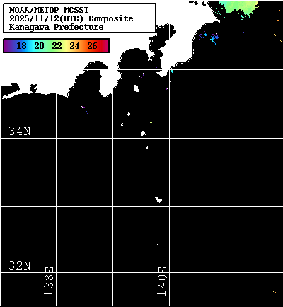 NOAA、MetOp 人工衛星画像 検索結果, 水温分布を図示