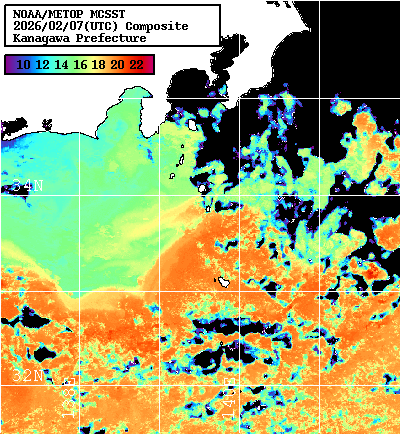 NOAA、MetOp 人工衛星画像 検索結果, 水温分布を図示