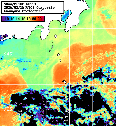 NOAA、MetOp 人工衛星画像 検索結果, 水温分布を図示