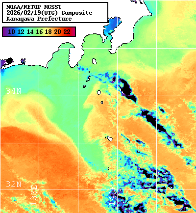 NOAA、MetOp 人工衛星画像 検索結果, 水温分布を図示