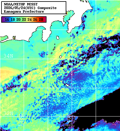 NOAA、MetOp 人工衛星画像 検索結果, 水温分布を図示