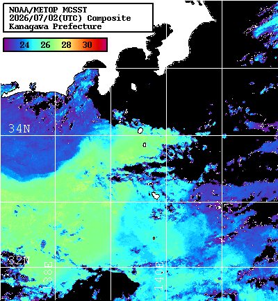 NOAA、MetOp 人工衛星画像 検索結果, 水温分布を図示