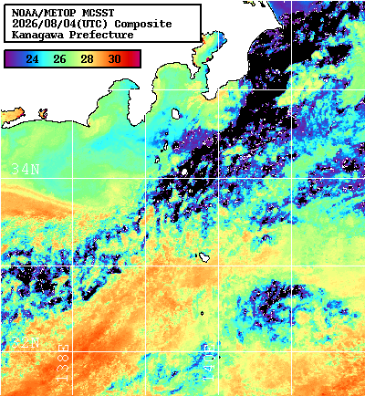 NOAA、MetOp 人工衛星画像 検索結果, 水温分布を図示