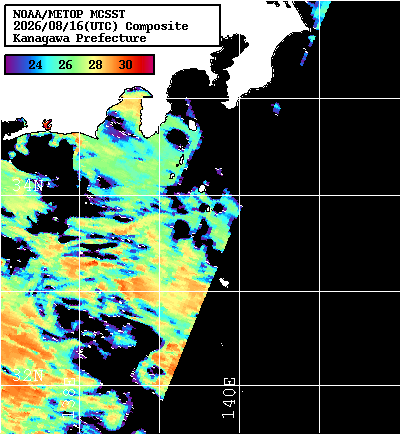NOAA、MetOp 人工衛星画像 検索結果, 水温分布を図示