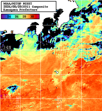 NOAA、MetOp 人工衛星画像 検索結果, 水温分布を図示