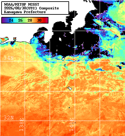 NOAA、MetOp 人工衛星画像 検索結果, 水温分布を図示