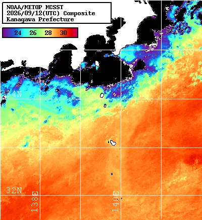 NOAA、MetOp 人工衛星画像 検索結果, 水温分布を図示