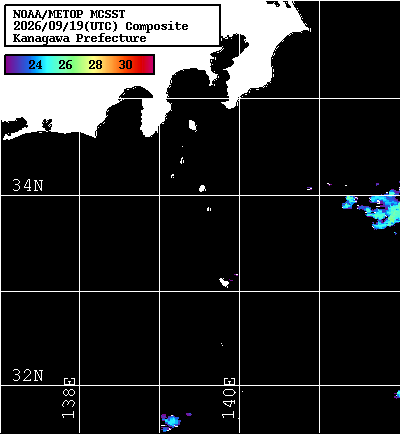 NOAA、MetOp 人工衛星画像 検索結果, 水温分布を図示