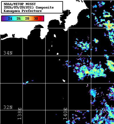 NOAA、MetOp 人工衛星画像 検索結果, 水温分布を図示